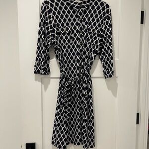 Charter Club Navy Blue and White Patterned Women's Dress